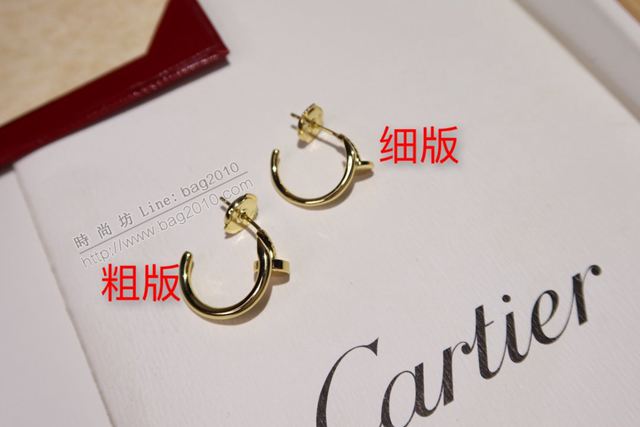 Cartier首飾 卡地亞加粗版本耳釘 吳亦凡同款 S925純銀鍍金精工版 Cartier釘子耳釘  zgk1448